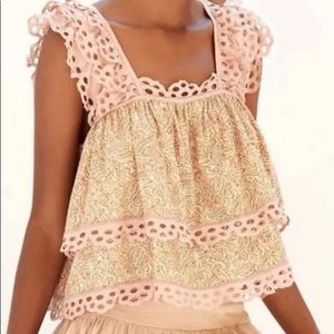 Anthropologie Let Me Be Eyelet Swing Top